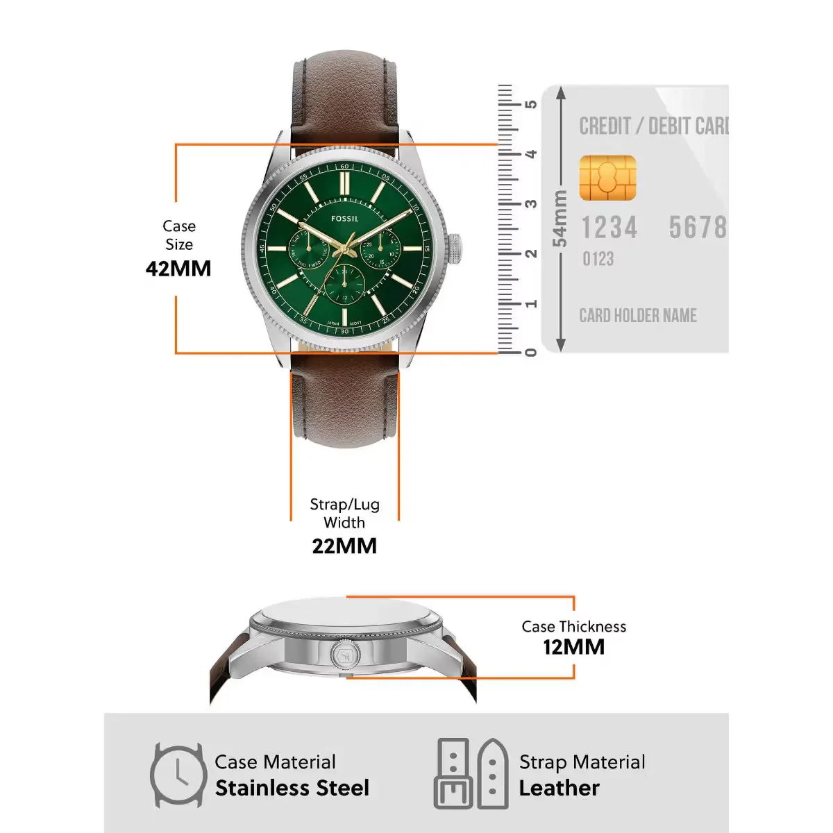 Fossil Pearson Quartz Green Dial Multi-Function Men's Watch FS6137 - Image 5