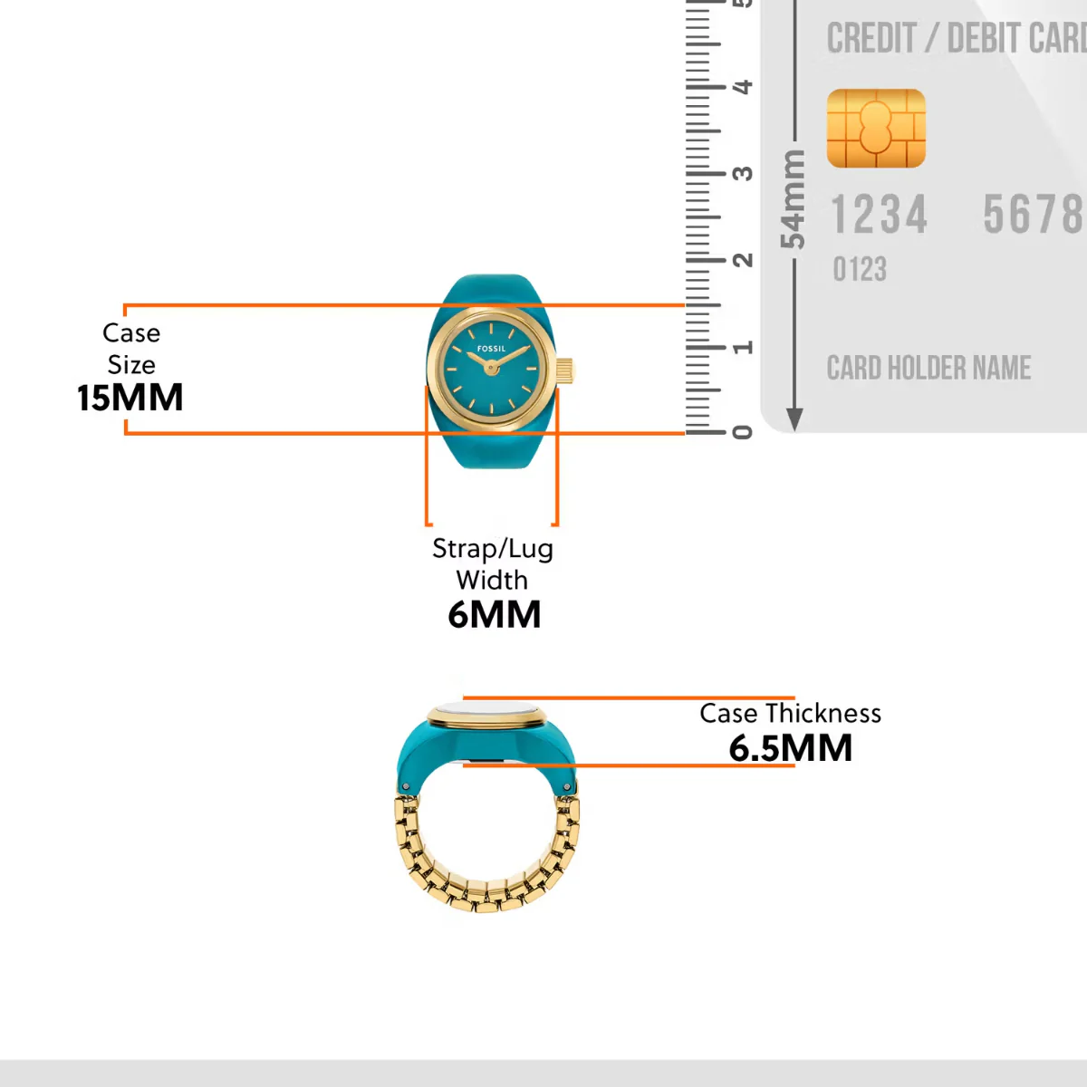 Fossil Quartz Two-Hand Blue Dial Stainless Steel Women Ring Watch ES5415 - Image 5