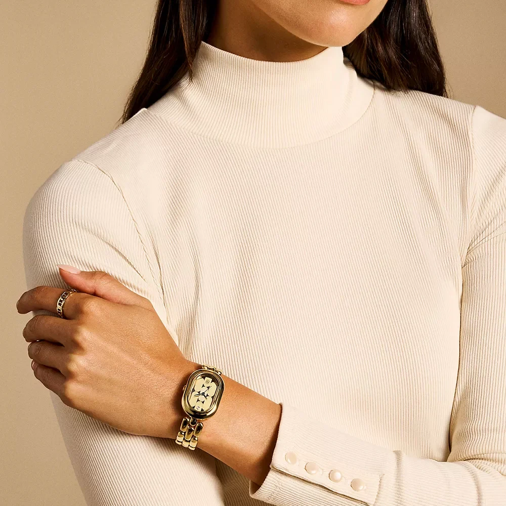 Fossil Sloan Quartz Gold Dial Analog Stainless Steel Women's Watch ES5380 - Image 2