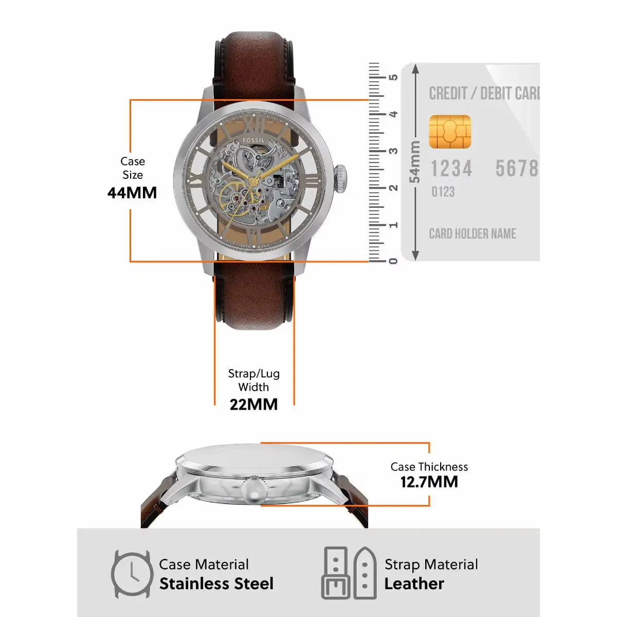 Fossil Townsman Automatic Silver Dial Analog Watch For Men ME3270 - Image 5