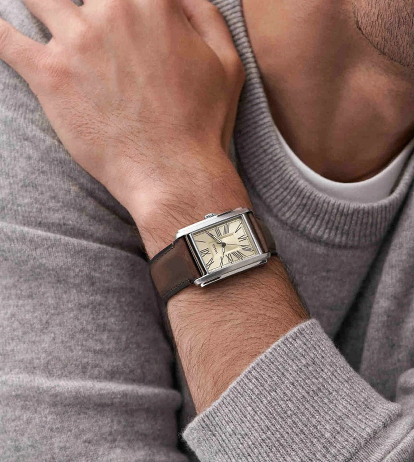 FS6012 FOSSIL | Carraway Three-Hand Brown Leather Watch (Men) - Image 6