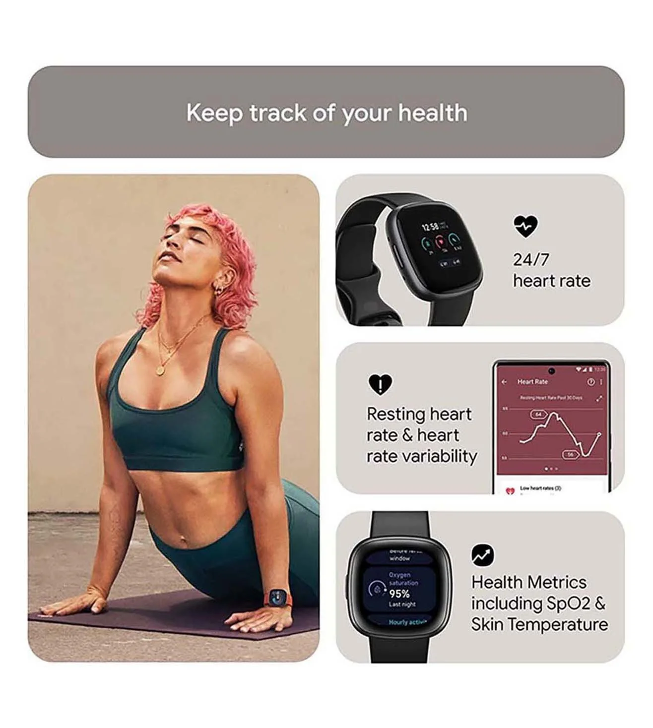 FTBTVERSA4BLACK | FITBIT Fitness Unisex Smart Watch - Image 6