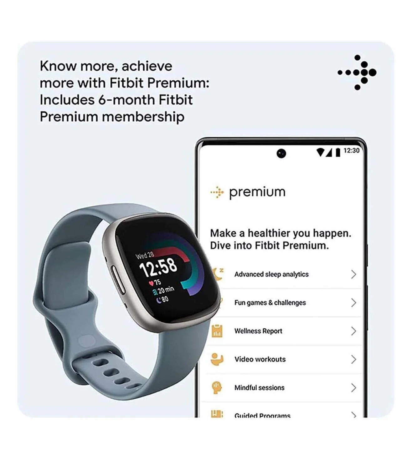 FTBTVERSA4BLUE | FITBIT Versa 4 Fitness Unisex Smart Watch - Image 3