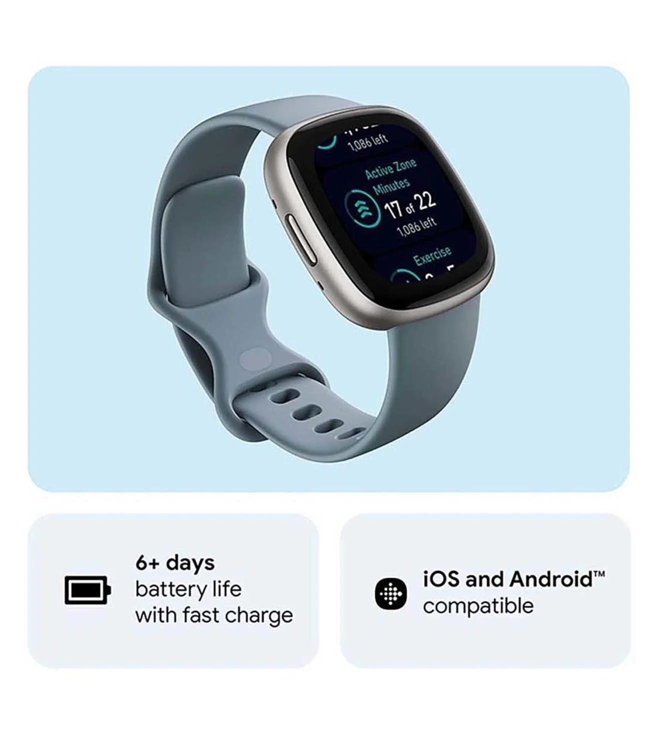 FTBTVERSA4BLUE | FITBIT Versa 4 Fitness Unisex Smart Watch - Image 7