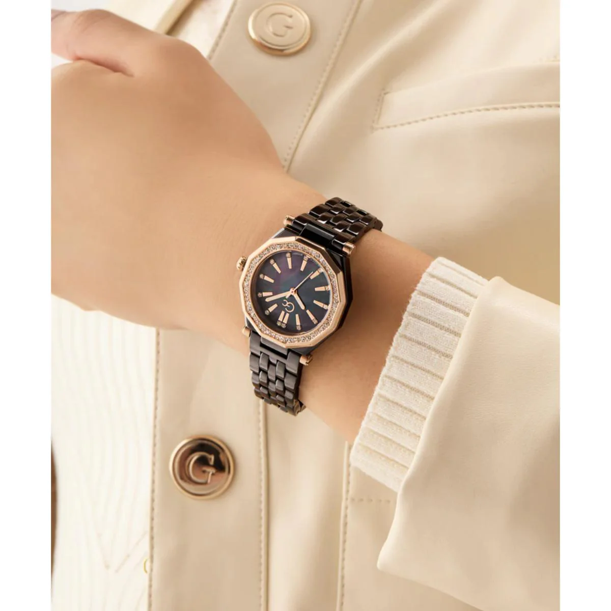 GC Gleam Black Dial Multi-Function Ceramic Women's Watch Z59002L2 - Image 4