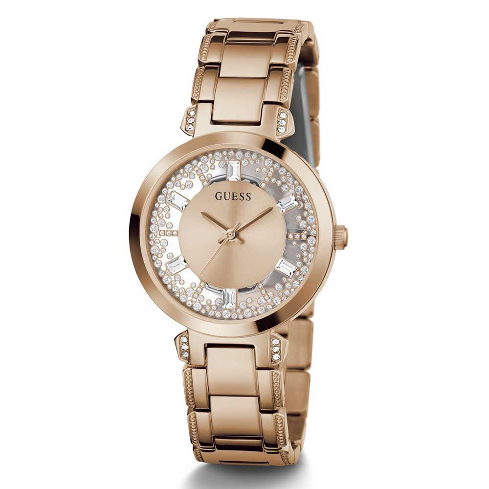 GUESS Crystal Clear Rose Gold Dial Stainless Steel Analog Women Watch GW0470L3 - Image 2