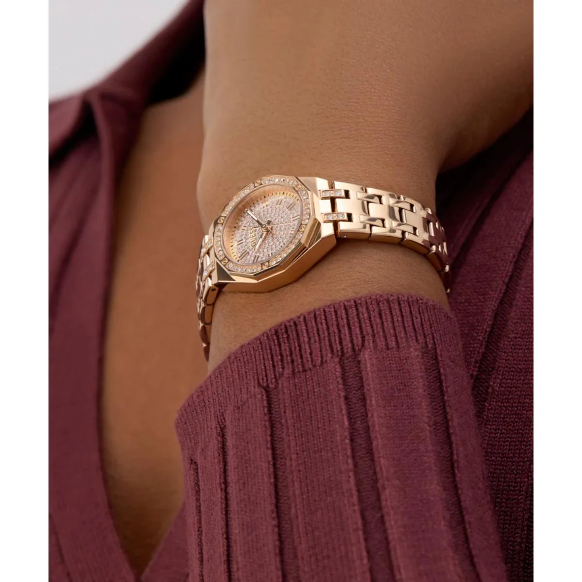 GUESS Pixie Quartz Rose Gold Dial Analog Recycled Women's Watch GW0931L4 - Image 2