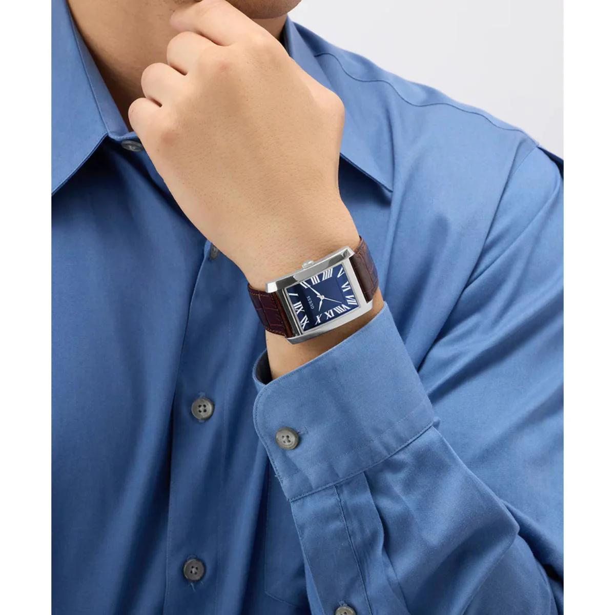 GUESS Quartz Blue Dial Analog Leather Strap Men's Watch GW1003G2 - Image 4