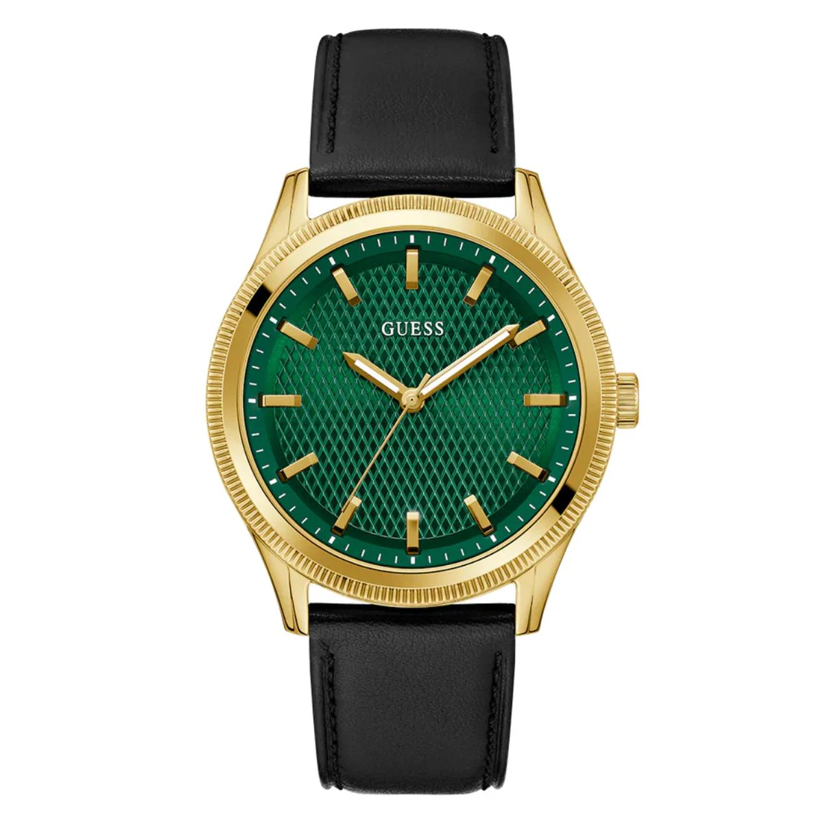GUESS Quartz Green Dial Analog Leather Strap Men's Watch GW0846G1