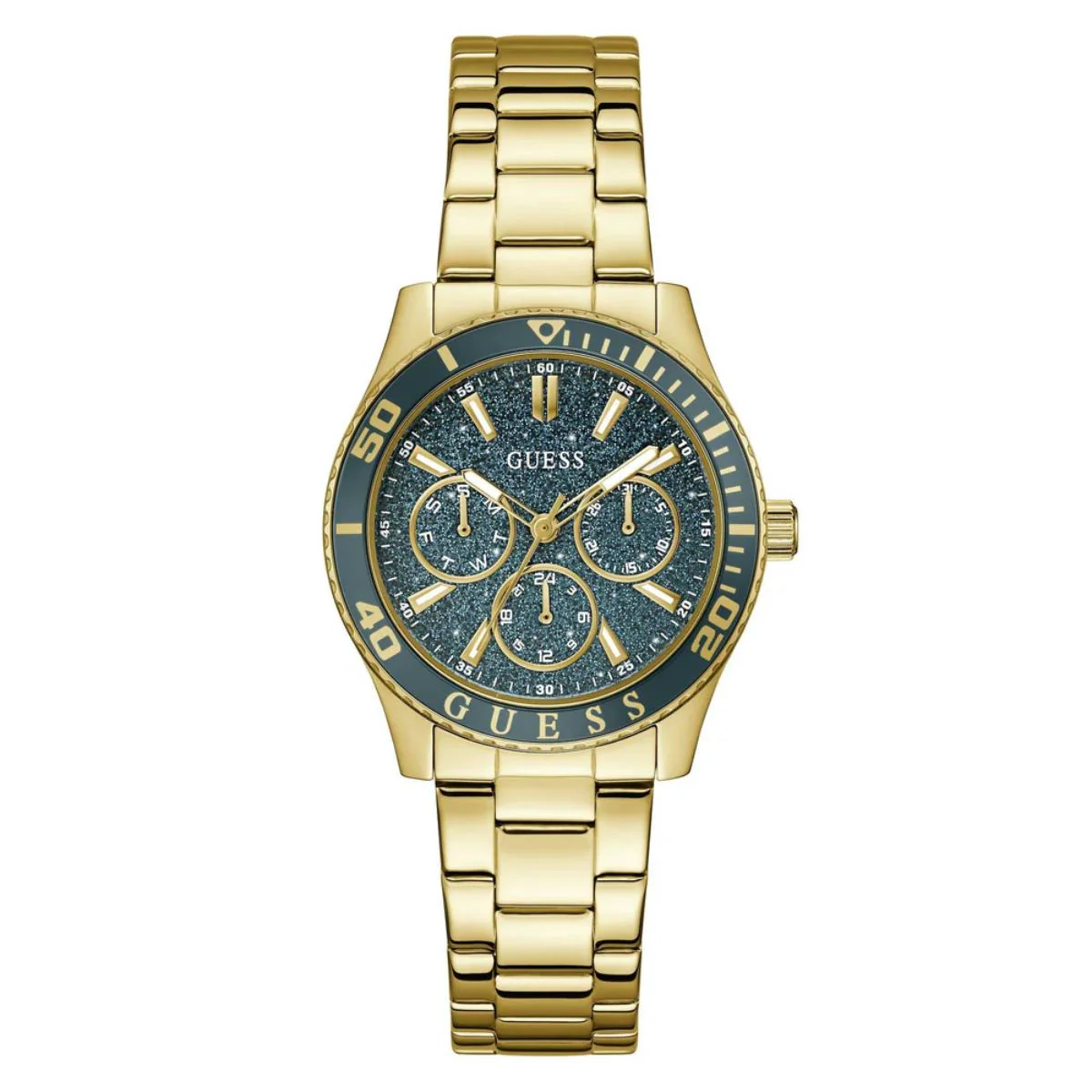 Guess Quartz Green Dial Analog Multi-Function Women's Watch GW1035L2