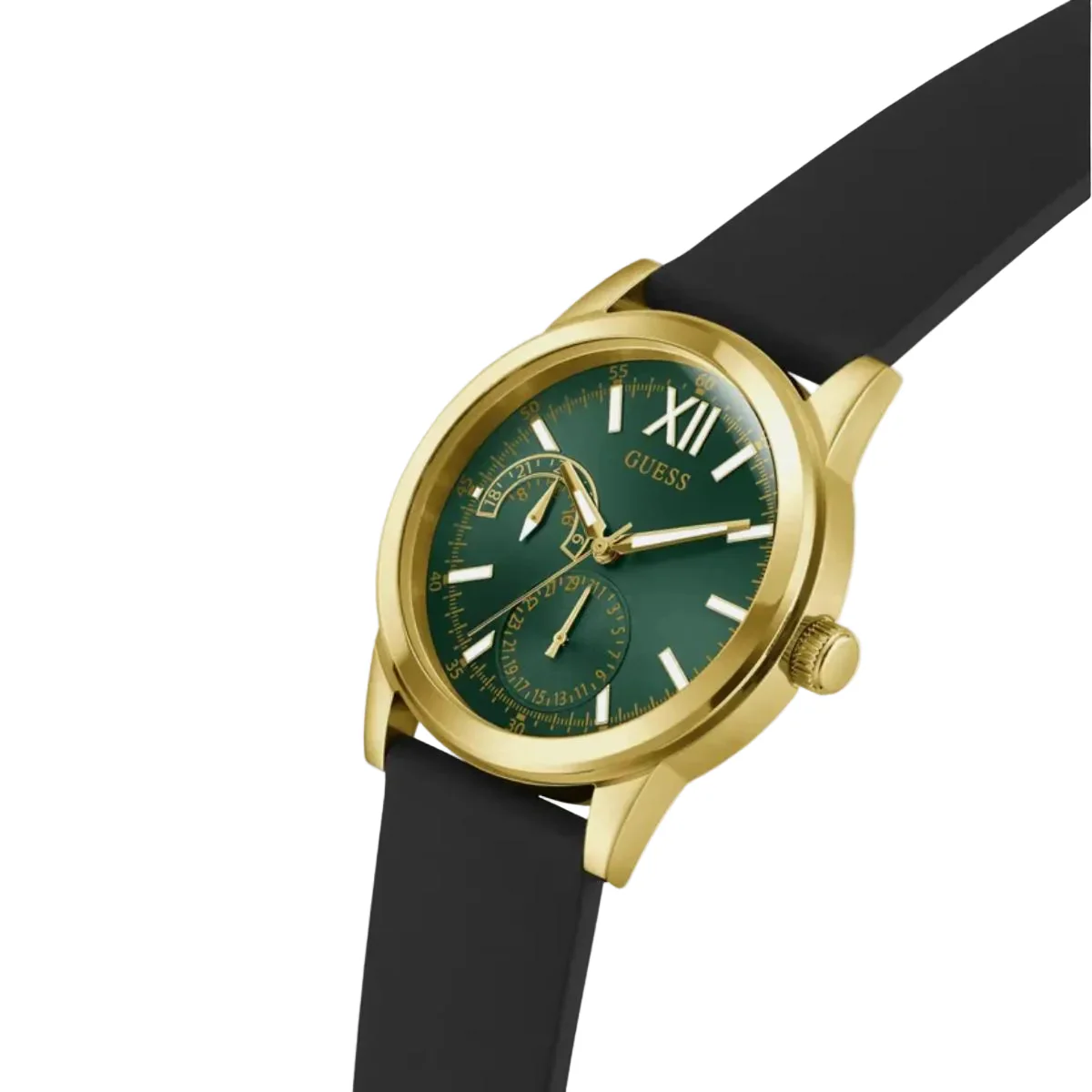 Guess Quartz Green Dial Analog Silicone Strap Men's Watch GW1056G2 - Image 4