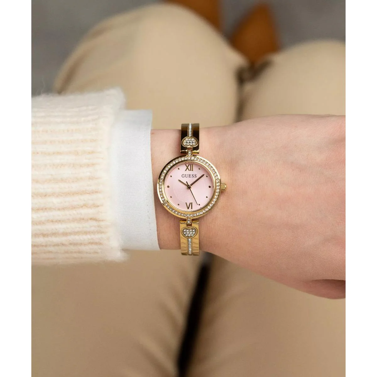 Guess Quartz Pink Dial Analog Stainless Steel Women's Watch GW0655L5 - Image 4