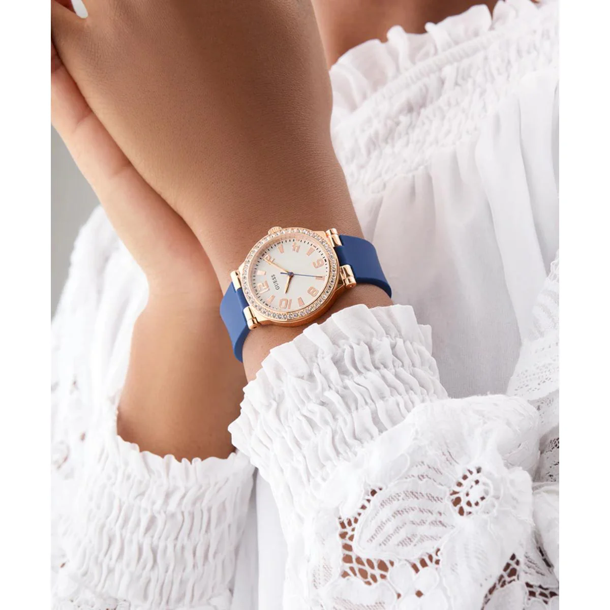 GUESS Quartz White Dial Analog Silicone Strap Women's Watch GW0844L3 - Image 2