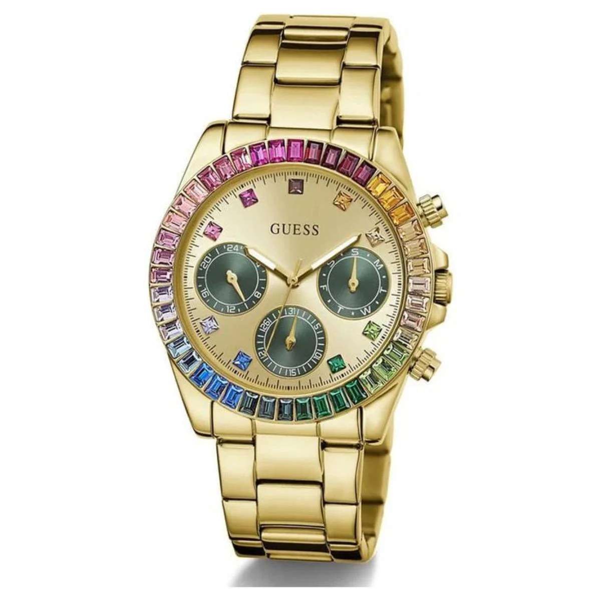 GUESS Trend Gold Round Dial Analog Chronograph Watch for Women GW0690L4 - Image 2