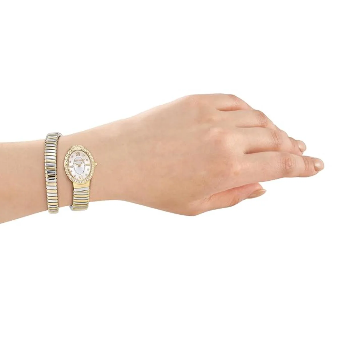 Just Cavalli Fiore Silver Dial Analog Two Tone Watch For Women JC1L390M0055 - Image 4
