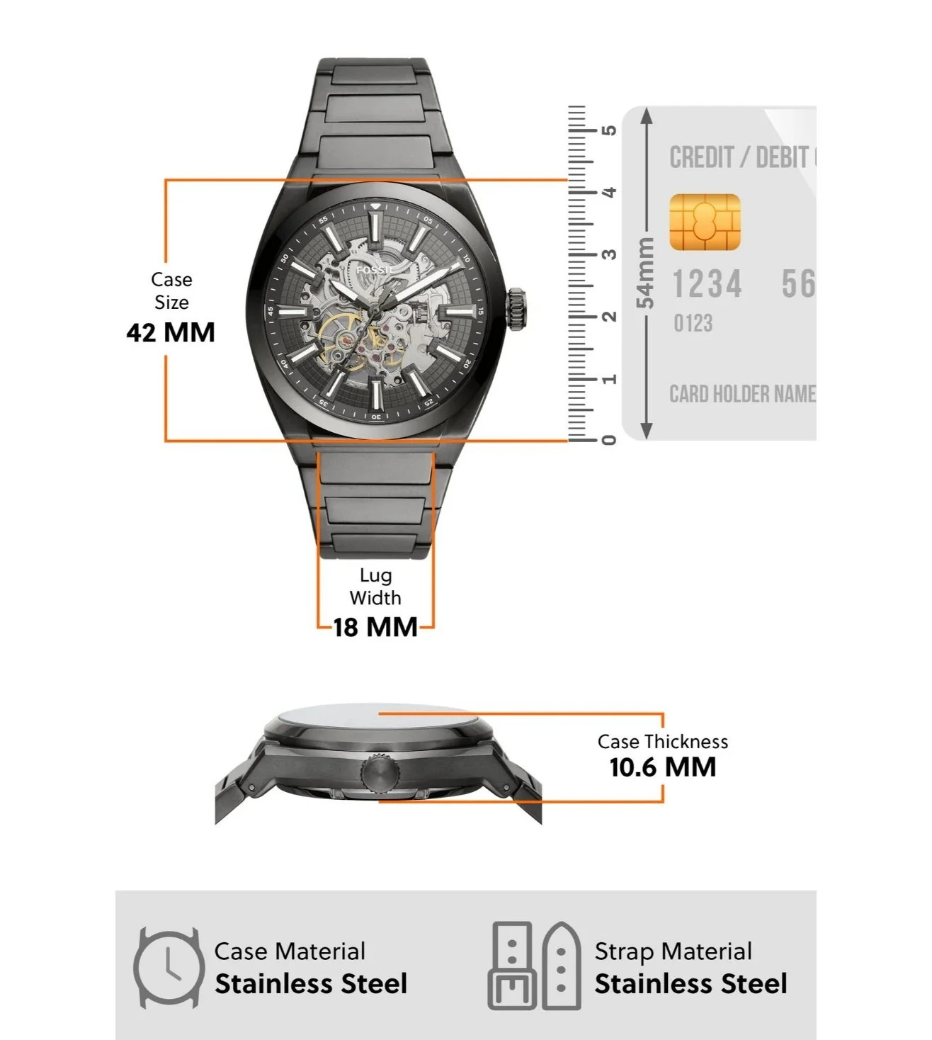 ME3206 FOSSIL | Everett Grey Dial Analog Watch (Men) - Image 3