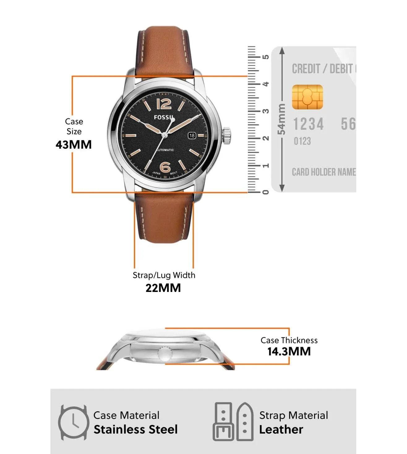 ME3233 | FOSSIL Heritage Automatic Watch for Men - Image 8