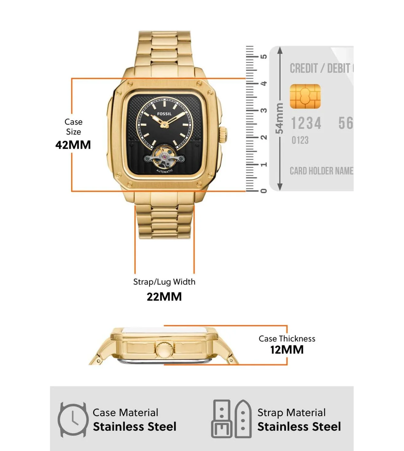 ME3239 FOSSIL | Inscription Automatic Black Dial Watch (Men) - Image 8
