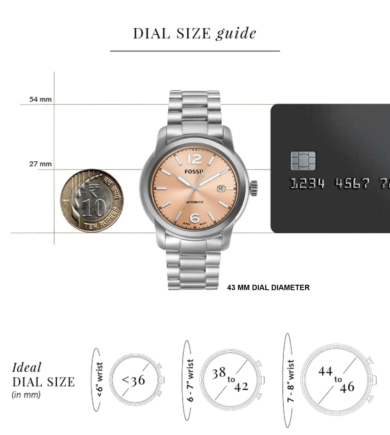 ME3243 FOSSIL | Heritage Automatic Rose Gold Dial Watch (Men) - Image 6