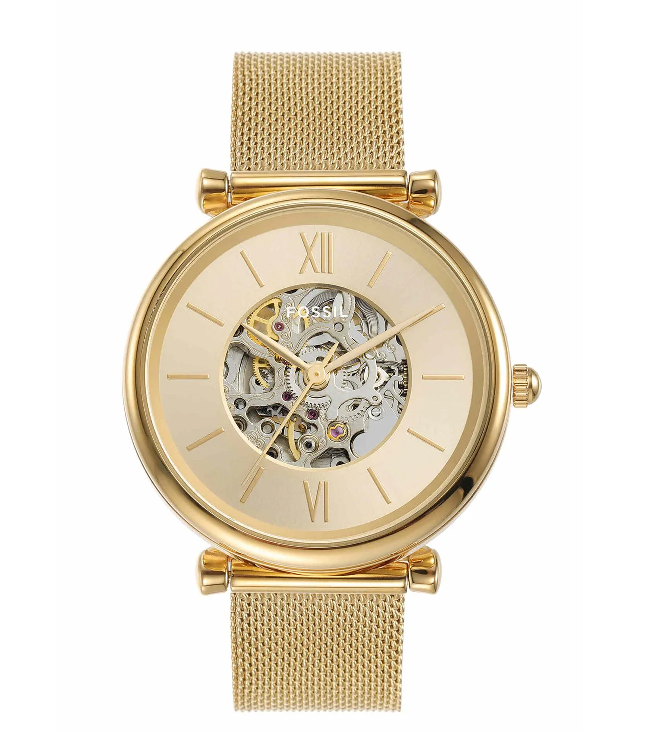 ME3250 FOSSIL | Carlie Automatic Gold Dial Watch (Women)