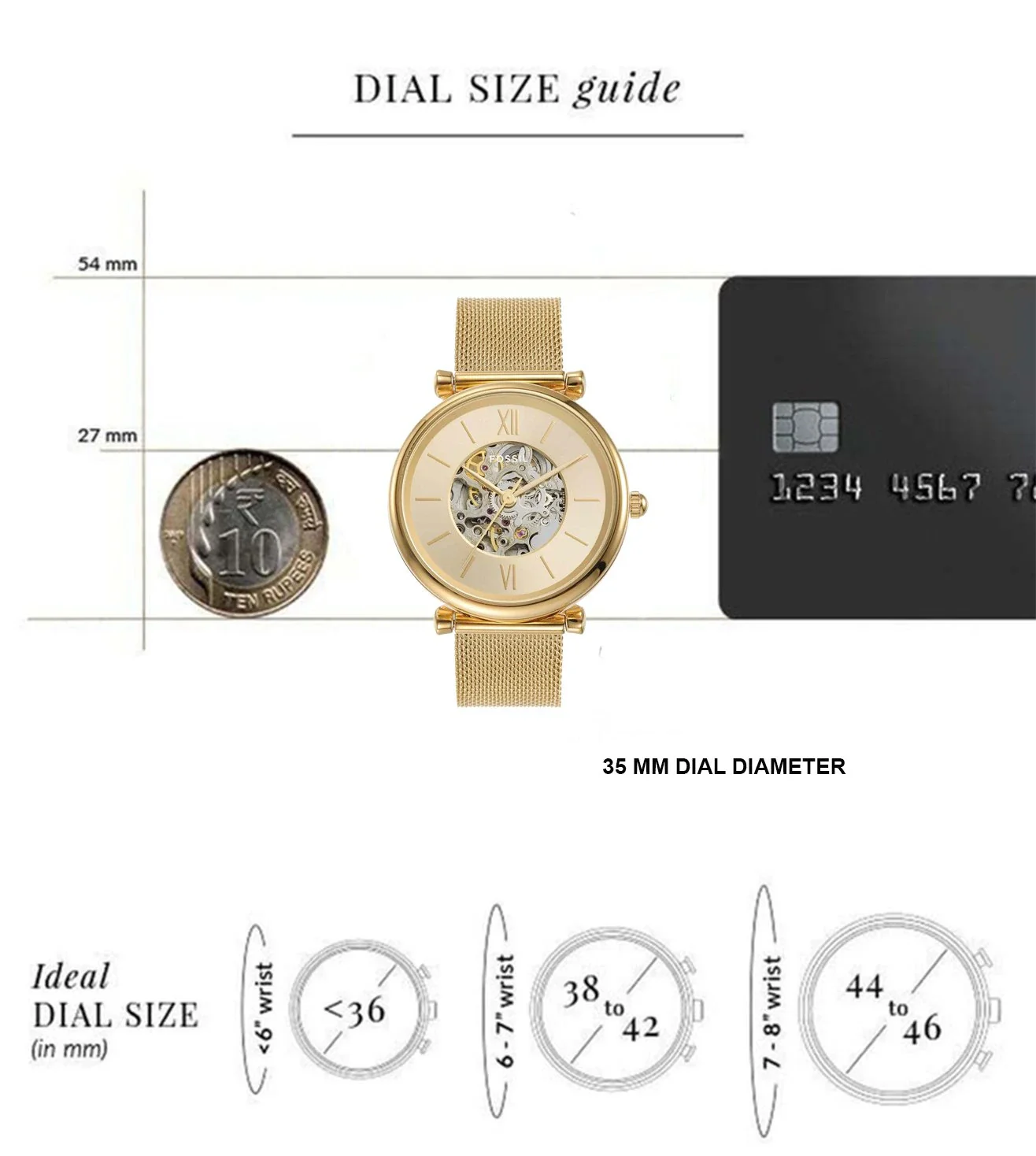 ME3250 FOSSIL | Carlie Automatic Gold Dial Watch (Women) - Image 9