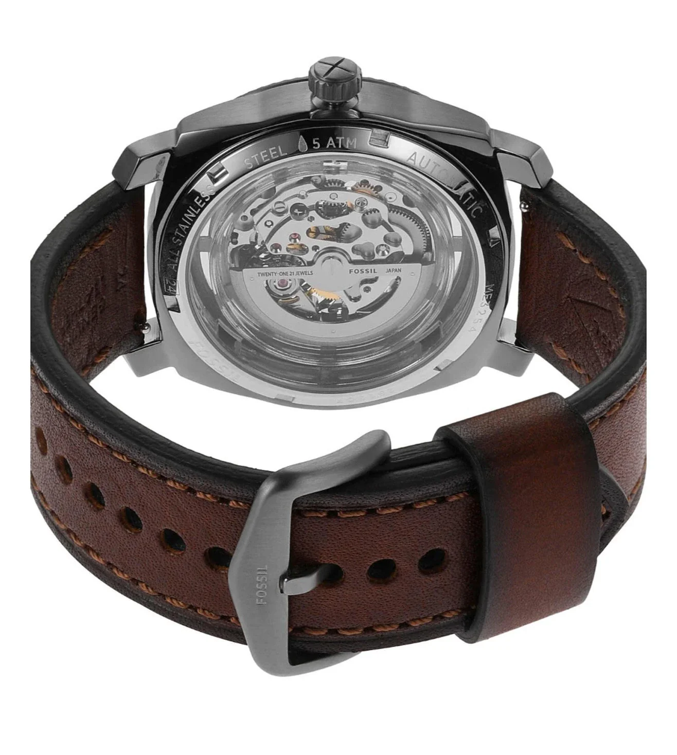 ME3254 FOSSIL | Grey Dial Automatic Leather Strap Analog Watch (Men) - Image 2