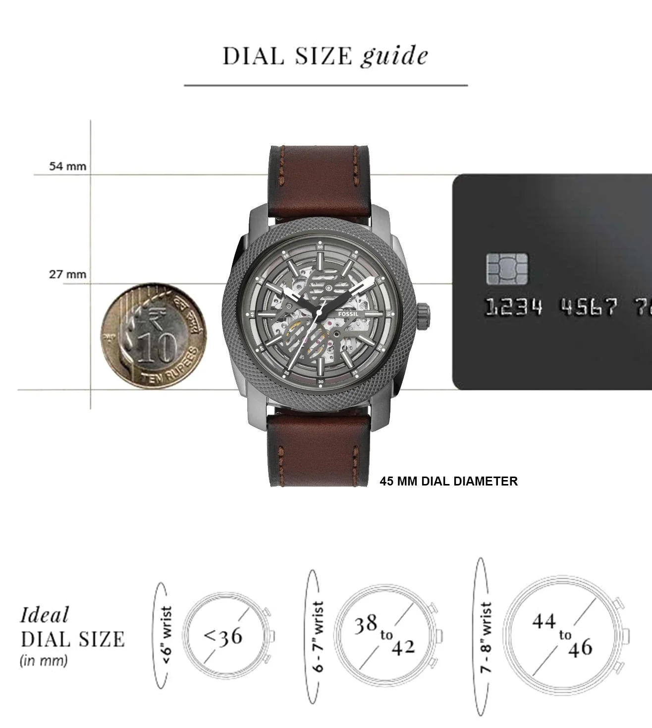 ME3254 FOSSIL | Grey Dial Automatic Leather Strap Analog Watch (Men) - Image 9