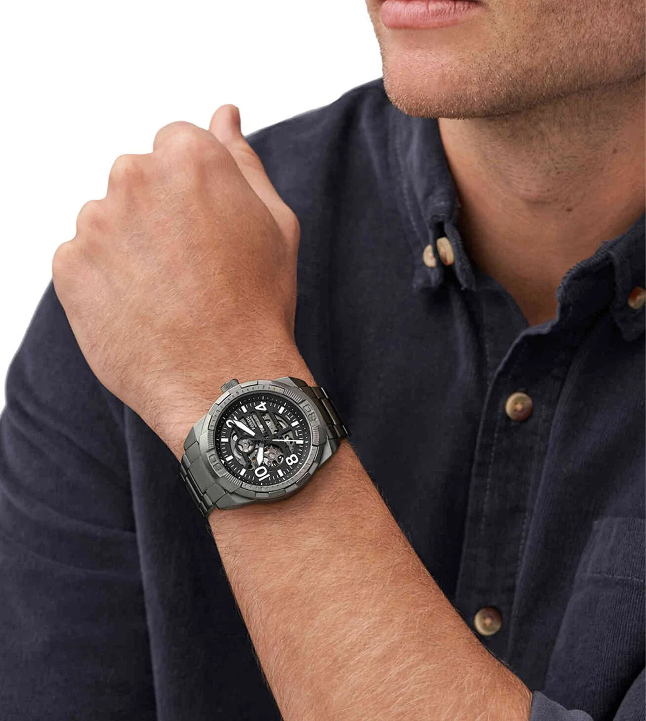 ME3255 FOSSIL | Bronson Automatic Black Dial Watch (Men) - Image 4
