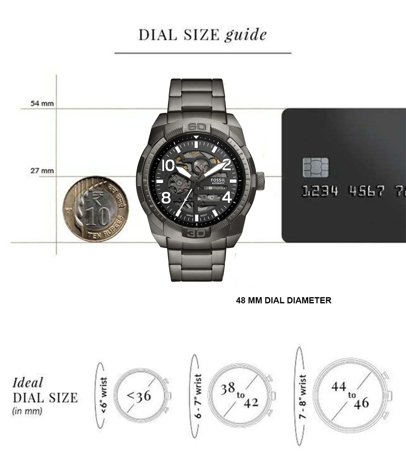 ME3255 FOSSIL | Bronson Automatic Black Dial Watch (Men) - Image 6