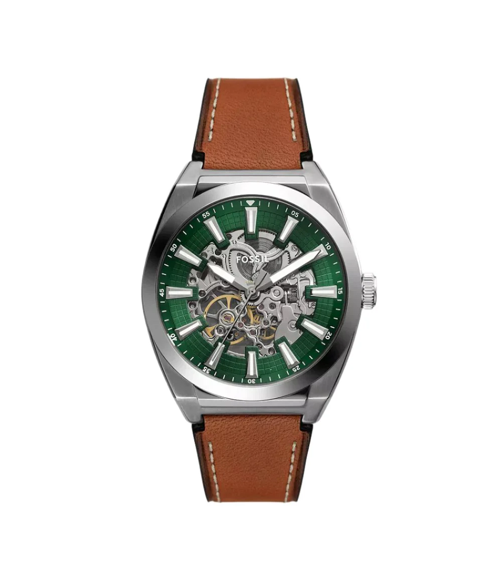 ME3261 Fossil | Everett Automatic Brown Leather Watch (Men)