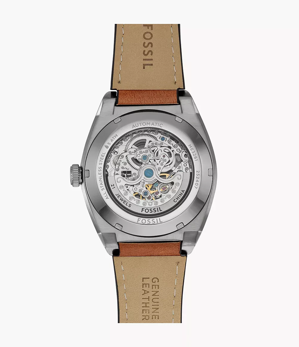 ME3261 Fossil | Everett Automatic Brown Leather Watch (Men) - Image 2