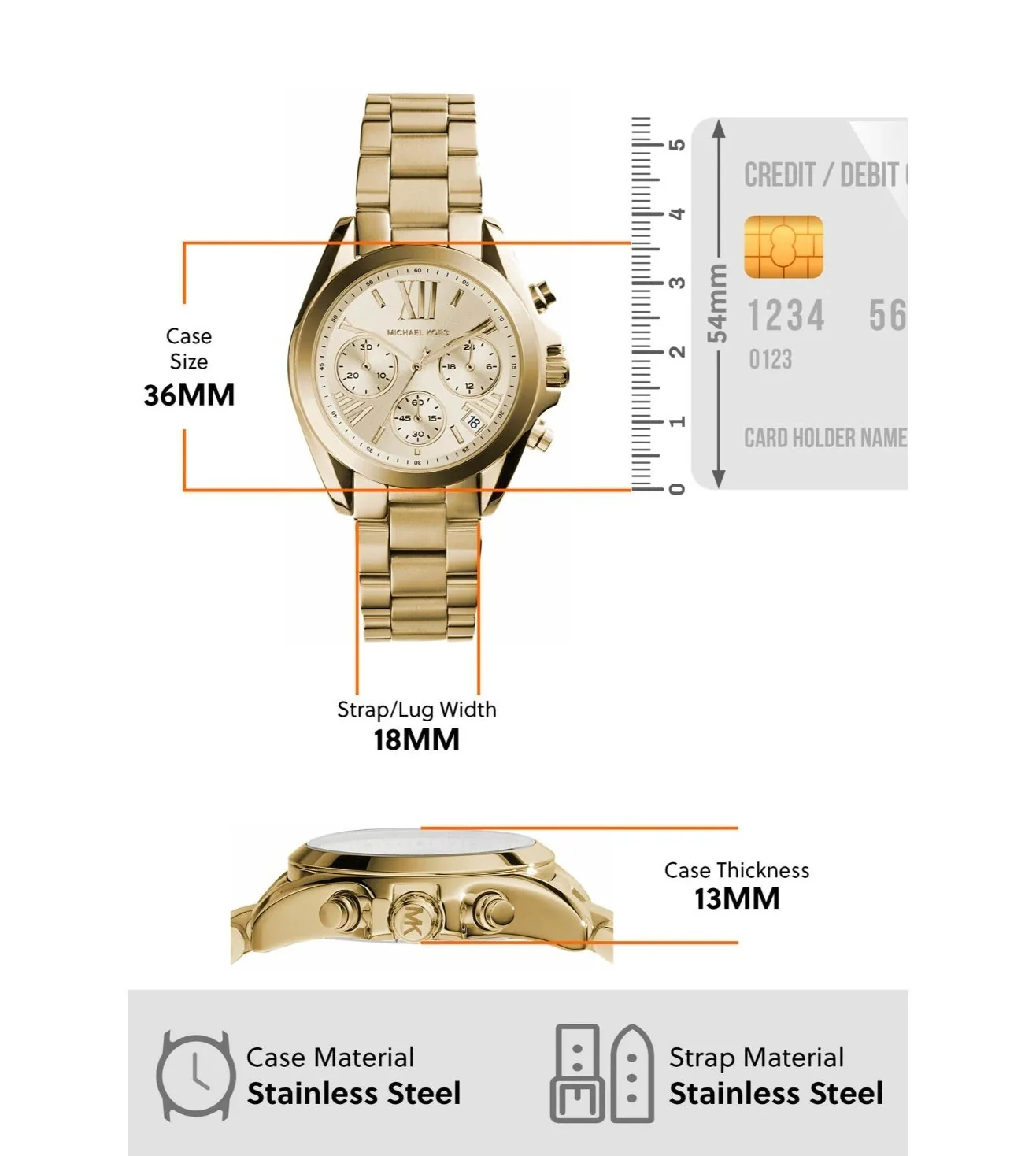 MK5798 | MICHAEL KORS Mini Bradshaw Chronograph Watch for Women - Image 7