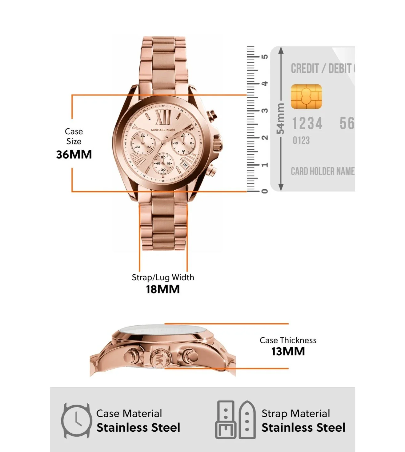 MK5799 | MICHAEL KORS Mini Bradshaw Chronograph Watch for Women - Image 6