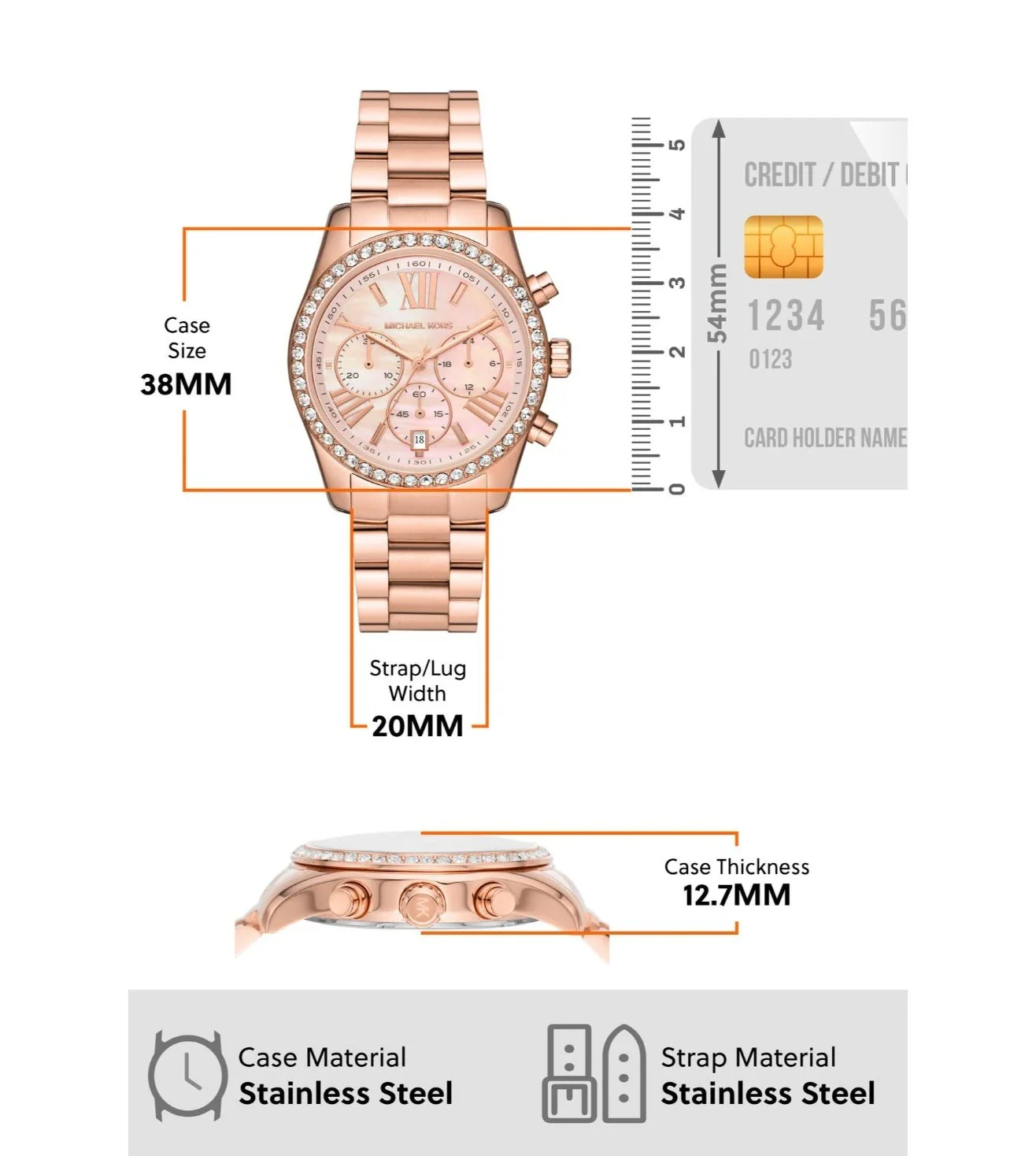 MK7242 | MICHAEL KORS Lexington Chronograph Watch for Women - Image 6