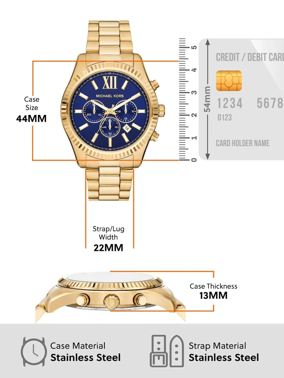 MK9153 Michael Kors | Michael Kors Lexington Gold Watch (Men) - Image 4