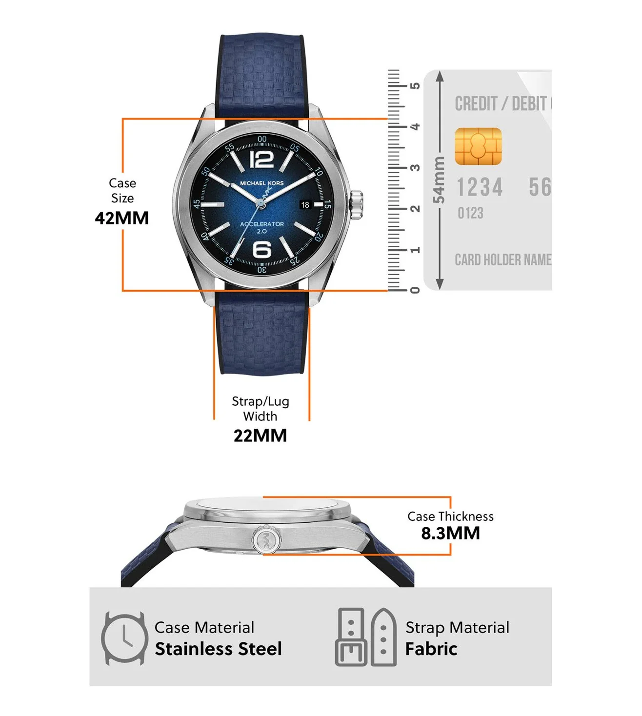 MK9174 Michael Kors | Accelerator 2.0 Blue Dial Analog Watch (Men) - Image 5