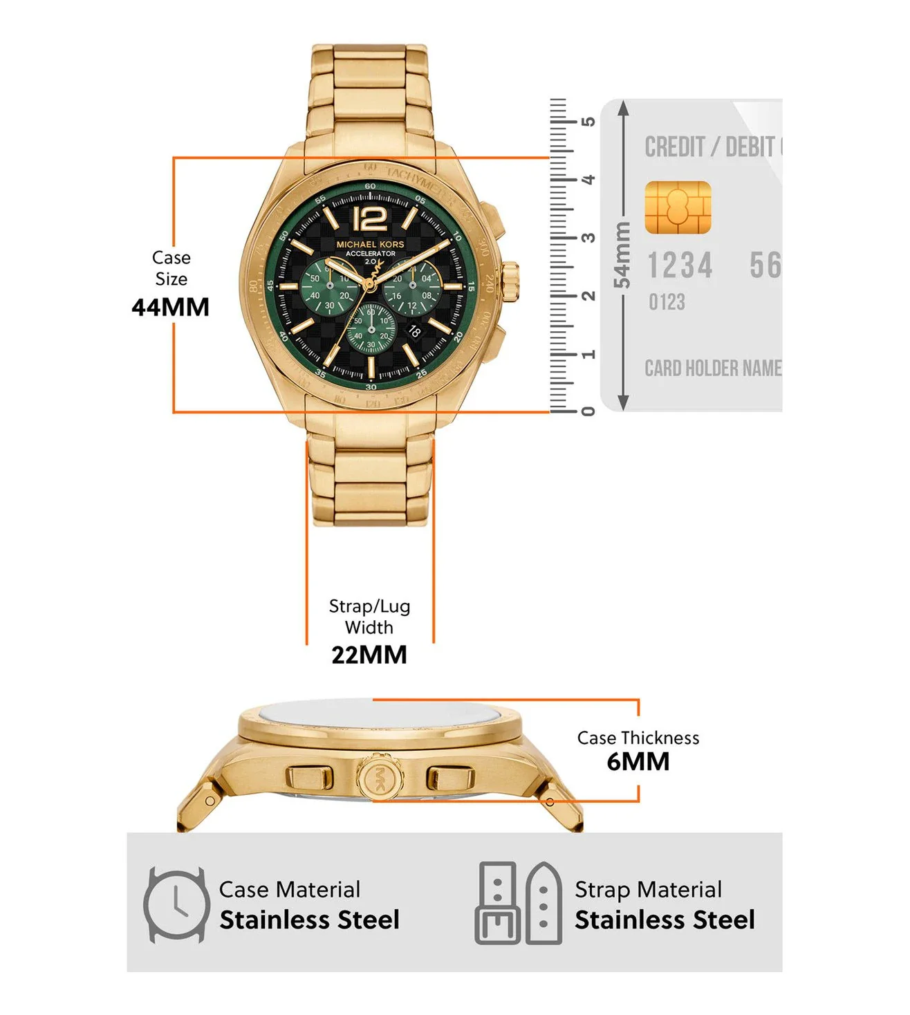MK9177 Michael Kors | Accelerator 2.0 Green Dial Analog Watch (Men) - Image 5