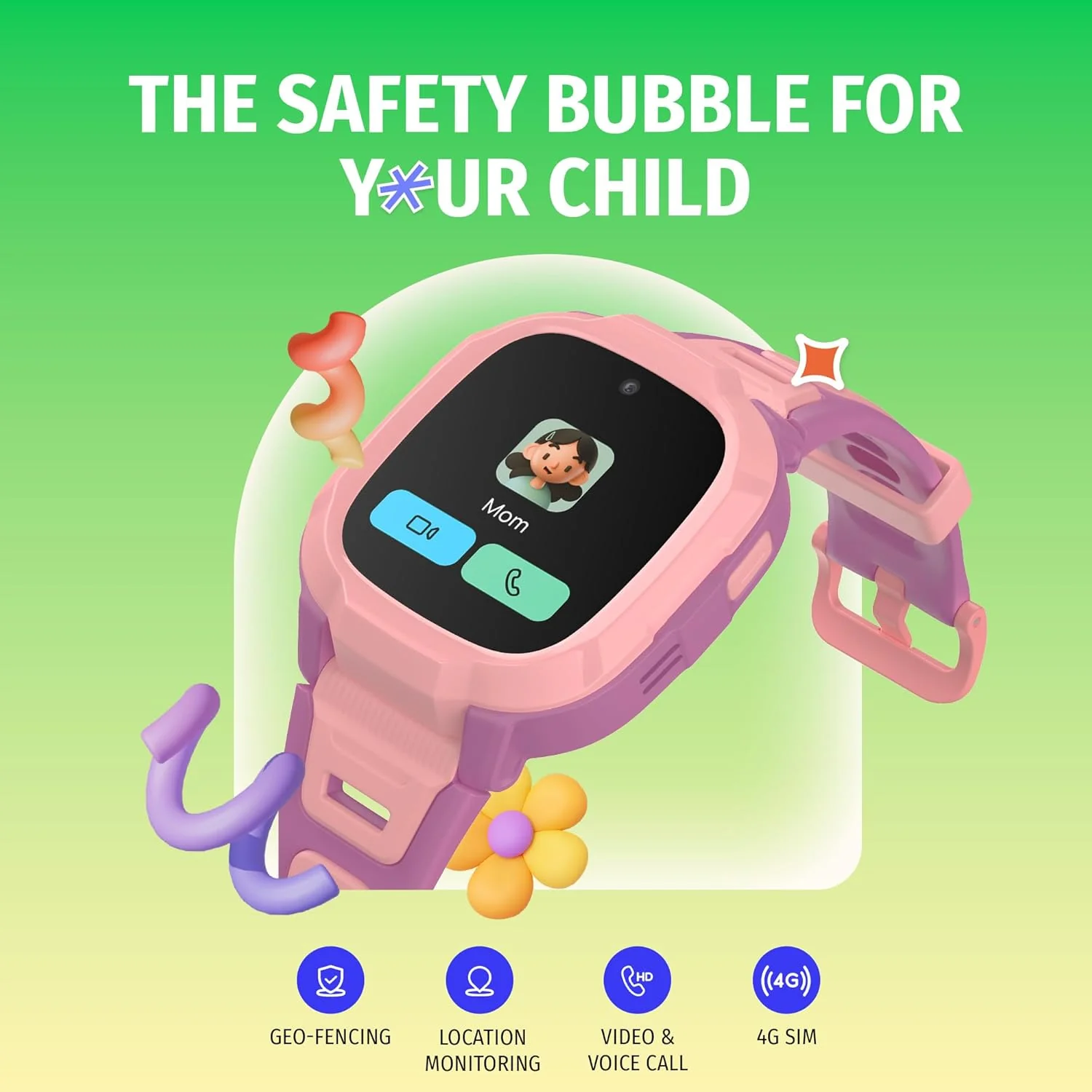 Noise Junior Explorer 2 Kids Smartwatch – 4G SIM, 2-Way Video & Voice Calls, Real-Time GPS, Geofencing, IP68, SOS Alerts (Power Pixel) - Image 8