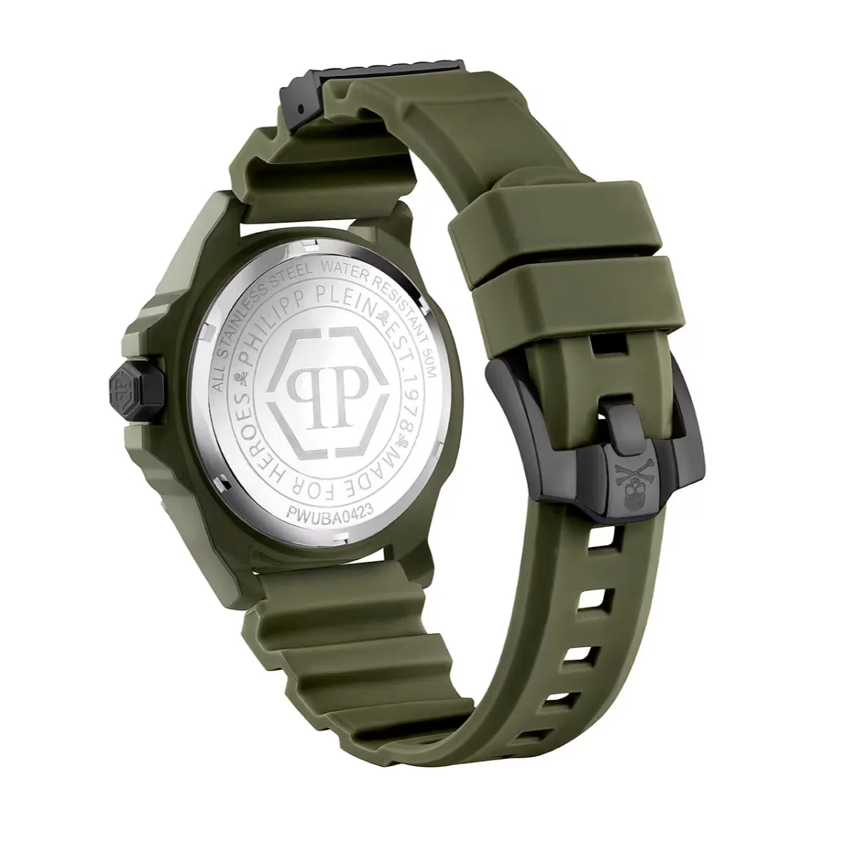 Philipp Plein $kull Quartz Black Dial Analog Silicone Strap Men Watch PWUBA0423 - Image 4