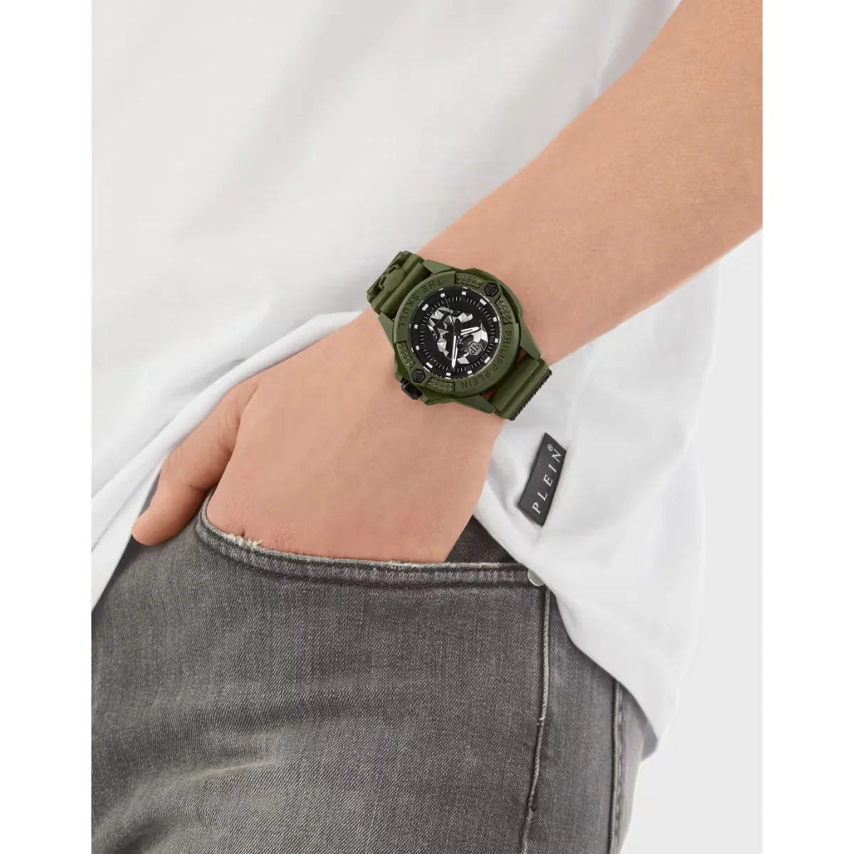 Philipp Plein $kull Quartz Black Dial Analog Silicone Strap Men Watch PWUBA0423 - Image 5