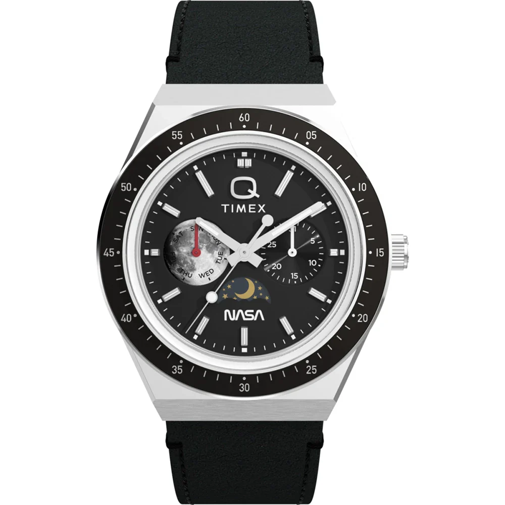 Q Timex NASA 40m Dial Leather Strap quartz Mem's Watch - TW2Y56800UJ