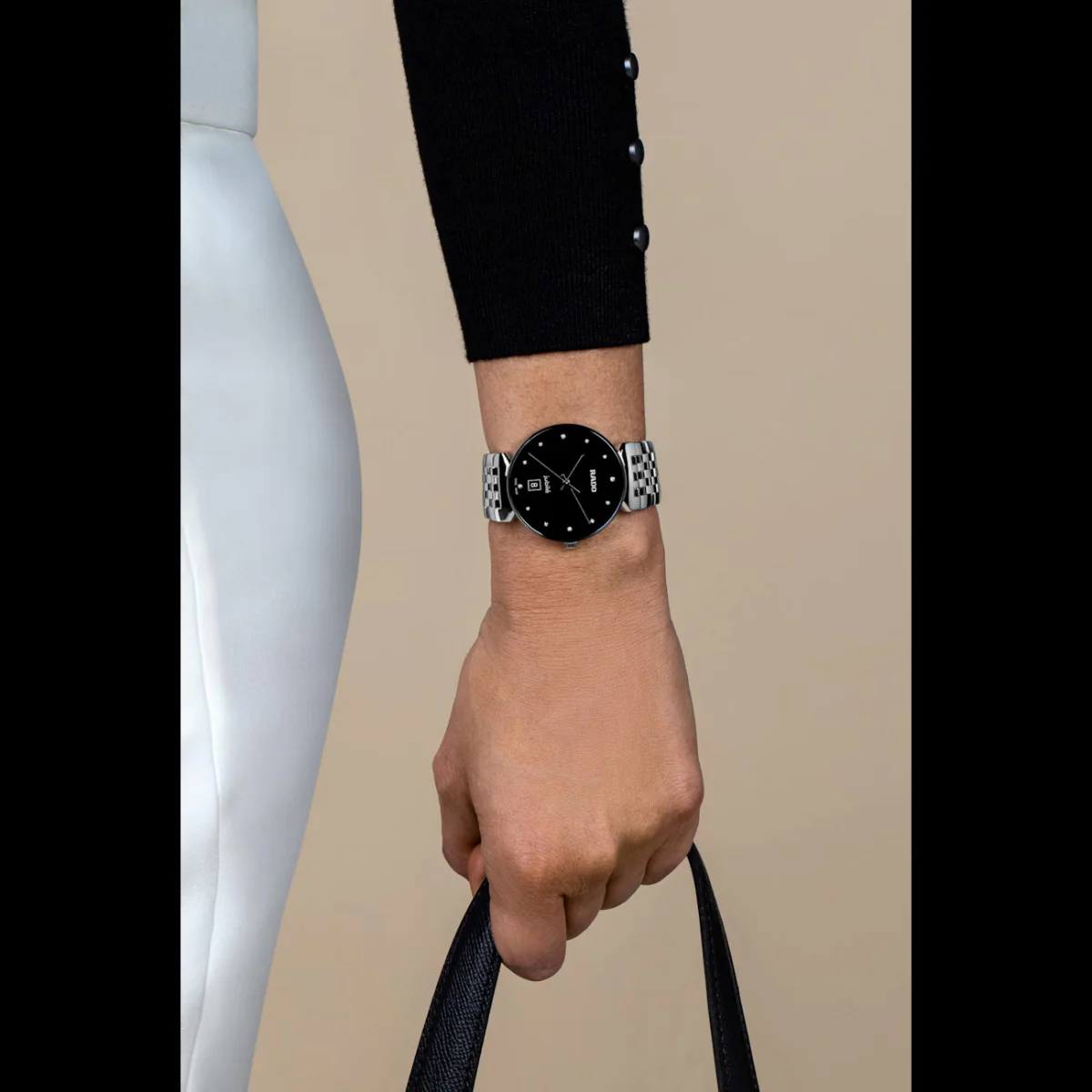 RADO Florence Diamonds Quartz Black Dial Analog Unisex Watch R48912733 - Image 3