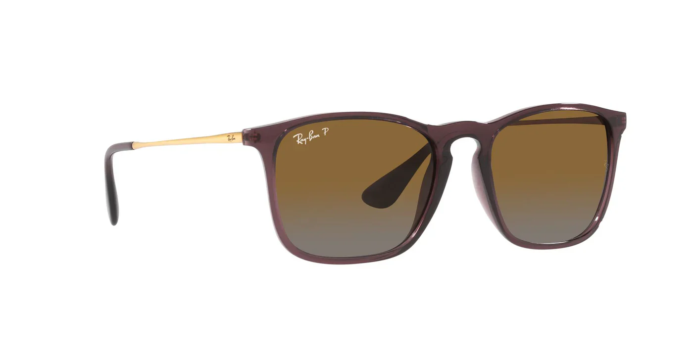 Ray-Ban Chris RB4187 6593/T5 Sunglasses – Transparent Brown, 54mm Polarized - Image 2