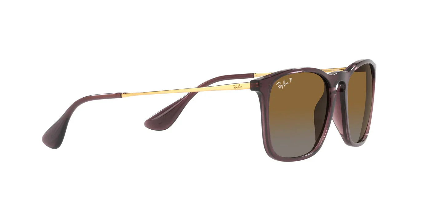 Ray-Ban Chris RB4187 6593/T5 Sunglasses – Transparent Brown, 54mm Polarized - Image 3