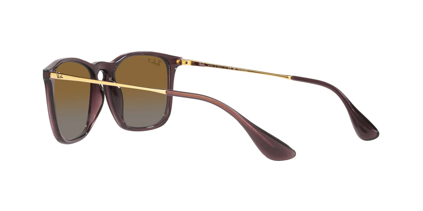 Ray-Ban Chris RB4187 6593/T5 Sunglasses – Transparent Brown, 54mm Polarized - Image 4