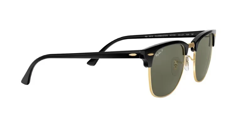 Ray-Ban RB3016 990/58 51 Clubmaster Sunglasses – Polarized Light Green Lenses, 51mm Classic Browline Style - Image 3