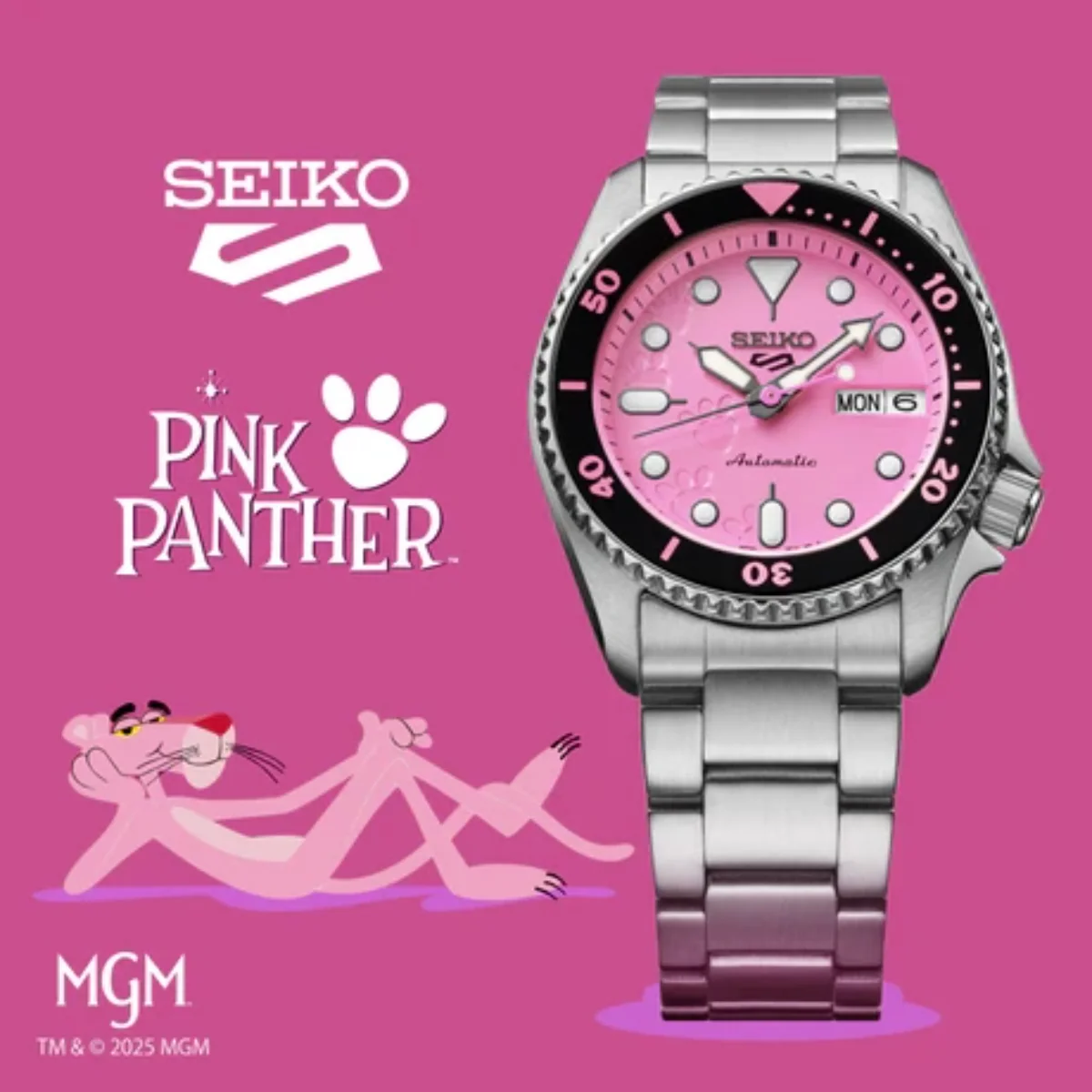 Seiko 5 Sports Pink Panther Limited Edition Automatic Unisex Watch SRPM07K1 - Image 2
