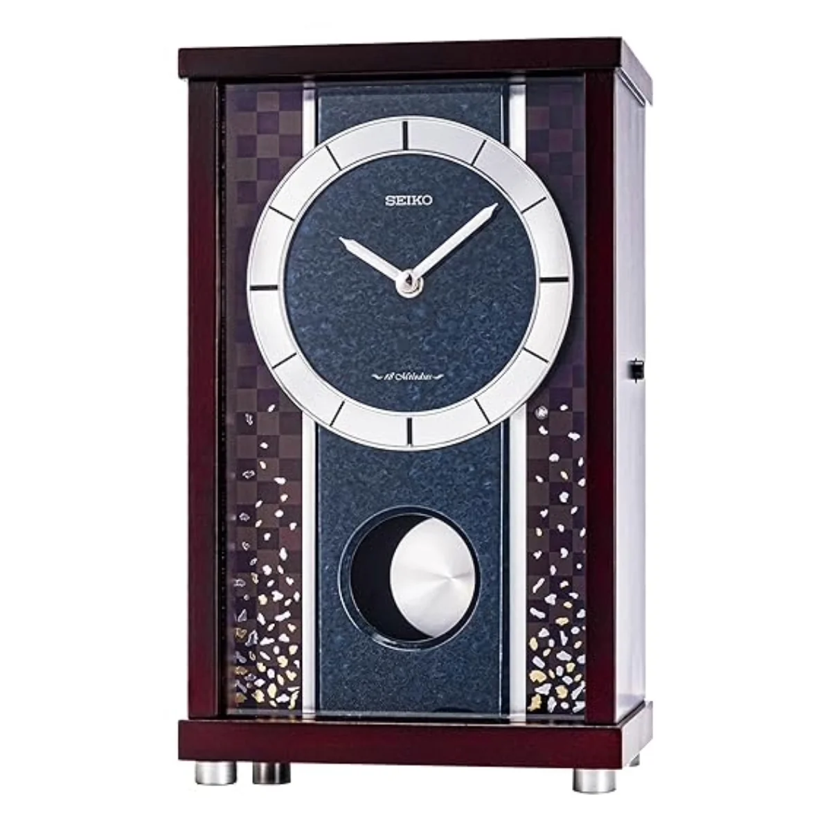 Seiko Table Clock Elegant Rectangular Wooden Dual Chime Sound Pendulum QXW251BN