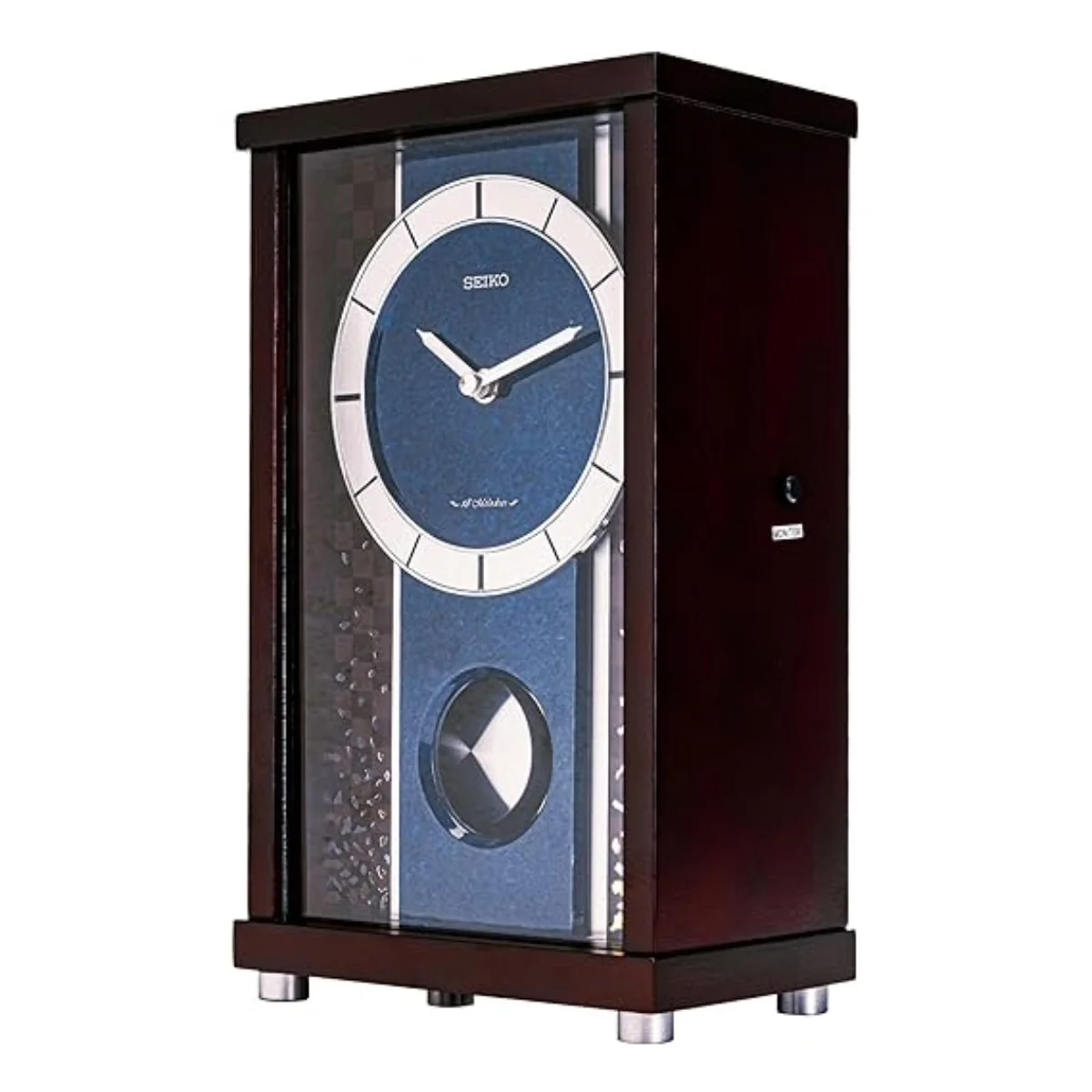 Seiko Table Clock Elegant Rectangular Wooden Dual Chime Sound Pendulum QXW251BN - Image 2