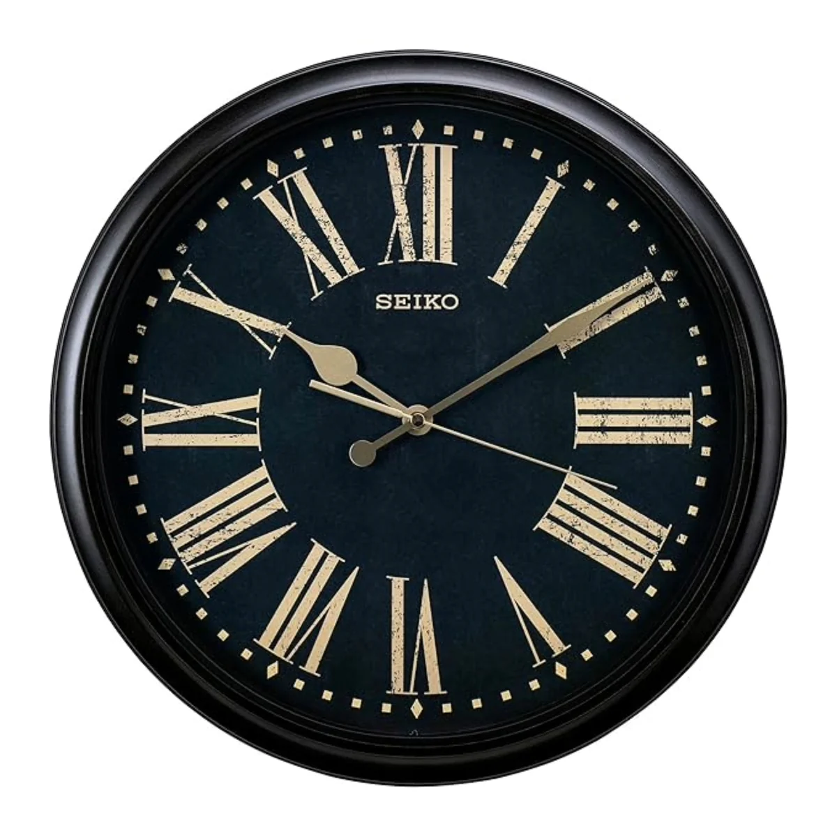 Seiko Wall Clock Classic Elegant Round Black Plastic Home Decor Roman Figure QXA771KN